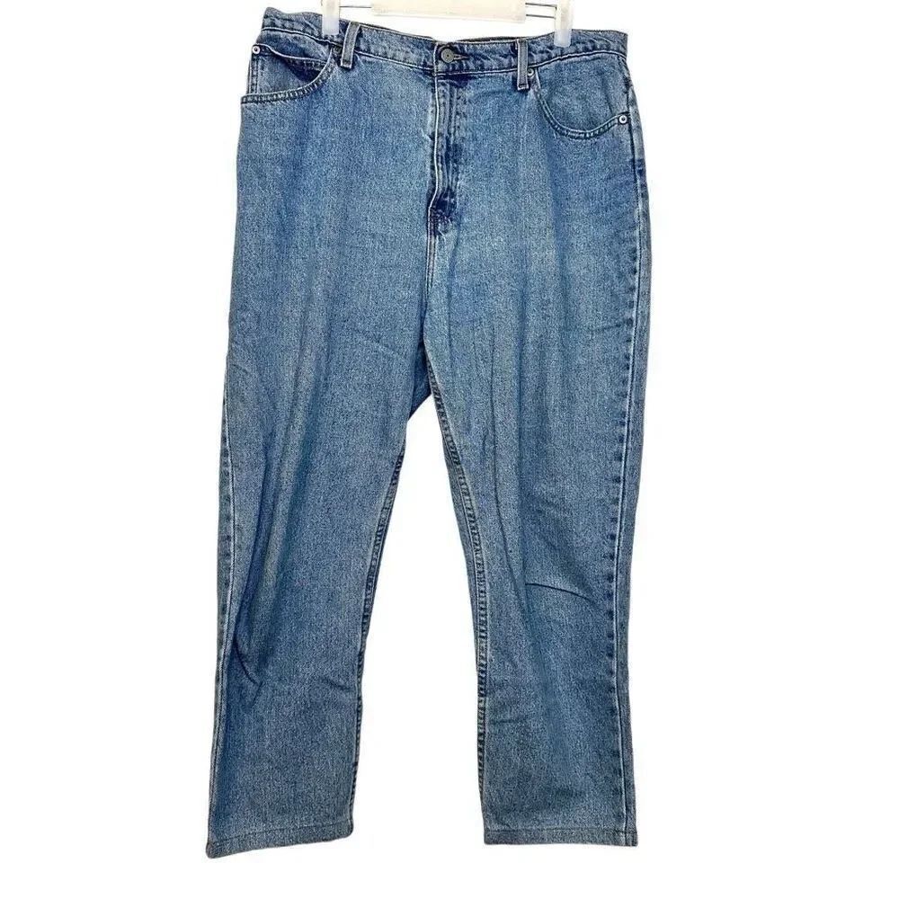 Faded Glory Dark Wash Stretch High Waist Straight Leg Denim Jeans Blue Size 16